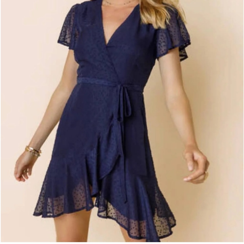 Francesca's Navy Blue Wrap Dress